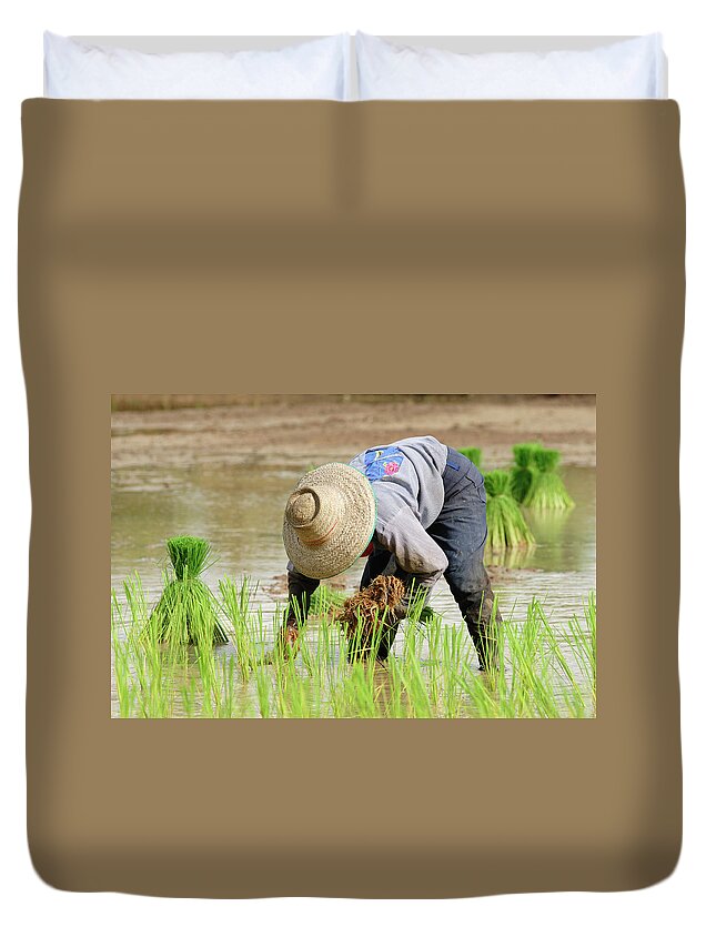 Working Duvet Cover featuring the photograph Farming by Pailoolom