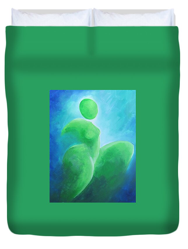 Figurative Abstract Duvet Cover featuring the painting Feeling... free by Jennifer Hannigan-Green