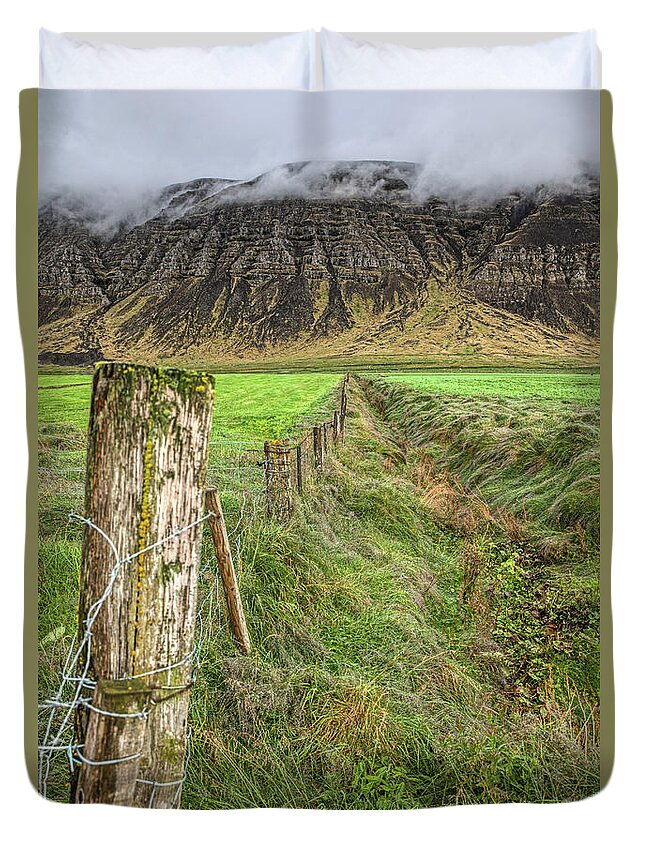 Iceland Duvet Cover featuring the photograph Fence of Iceland by David Letts
