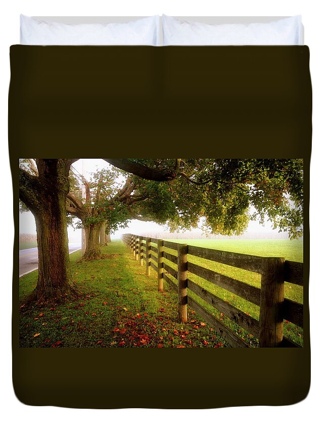 Grass Duvet Cover featuring the photograph Fences And Trees by Carson Lin, West Chester, Pennsylvania