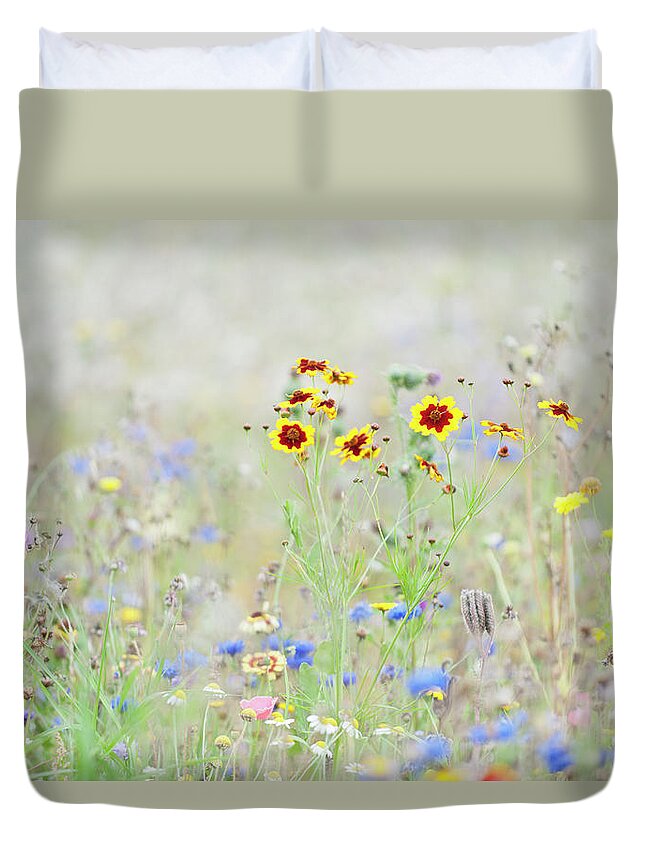 Outdoors Duvet Cover featuring the photograph Field Of Mixed Wildflowers by Mike Hill
