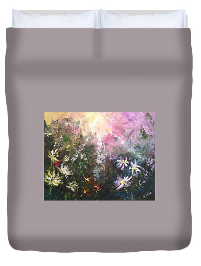 Wildflowers Duvet Cover featuring the painting Field of Wildflowers 4 - Garden of God by Helian Cornwell