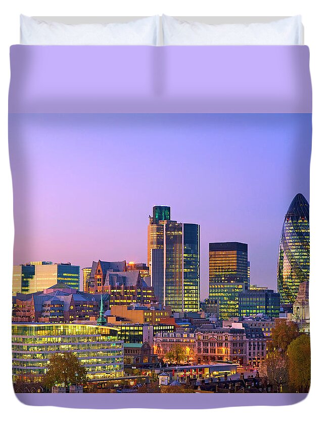 Corporate Business Duvet Cover featuring the photograph Financial District Buildings In The by Scott E Barbour