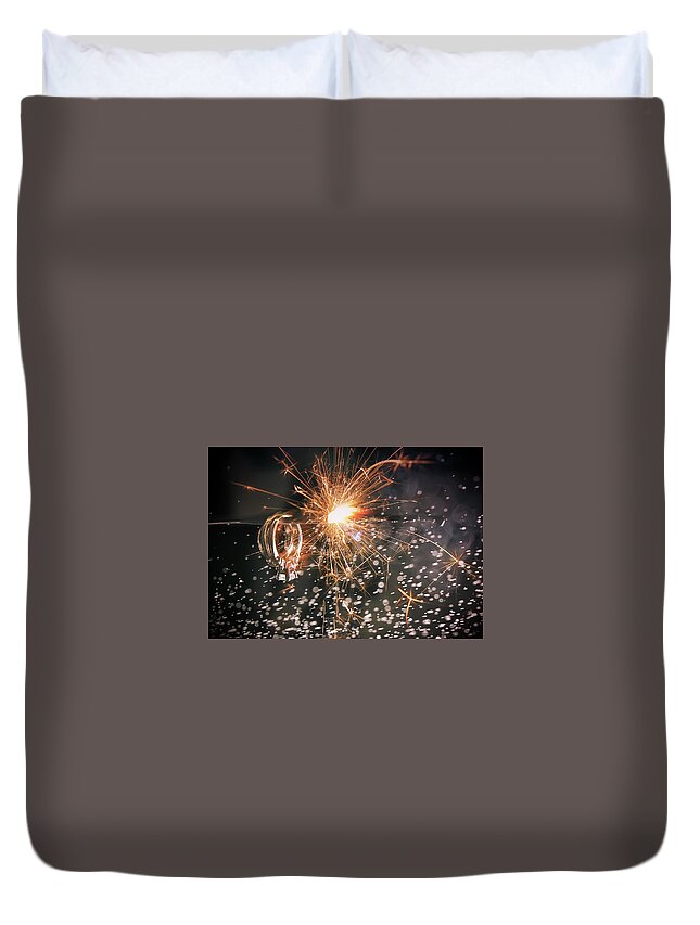 Wedding Duvet Cover featuring the photograph Fire by Anna Rumiantseva