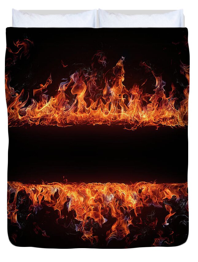 Orange Color Duvet Cover featuring the photograph Fire Frame by Da-kuk