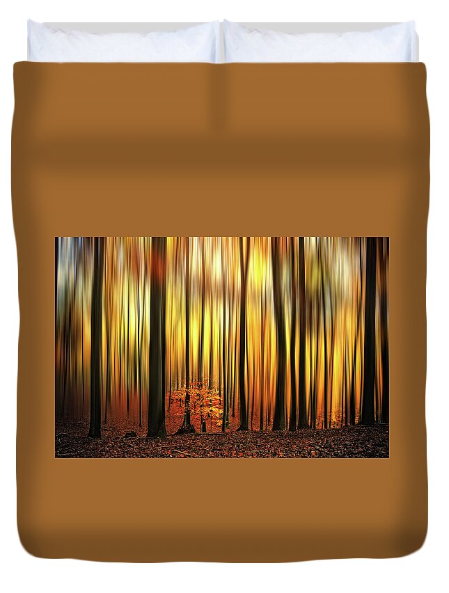 Forest Duvet Cover featuring the photograph Firewall by Philippe Sainte-Laudy
