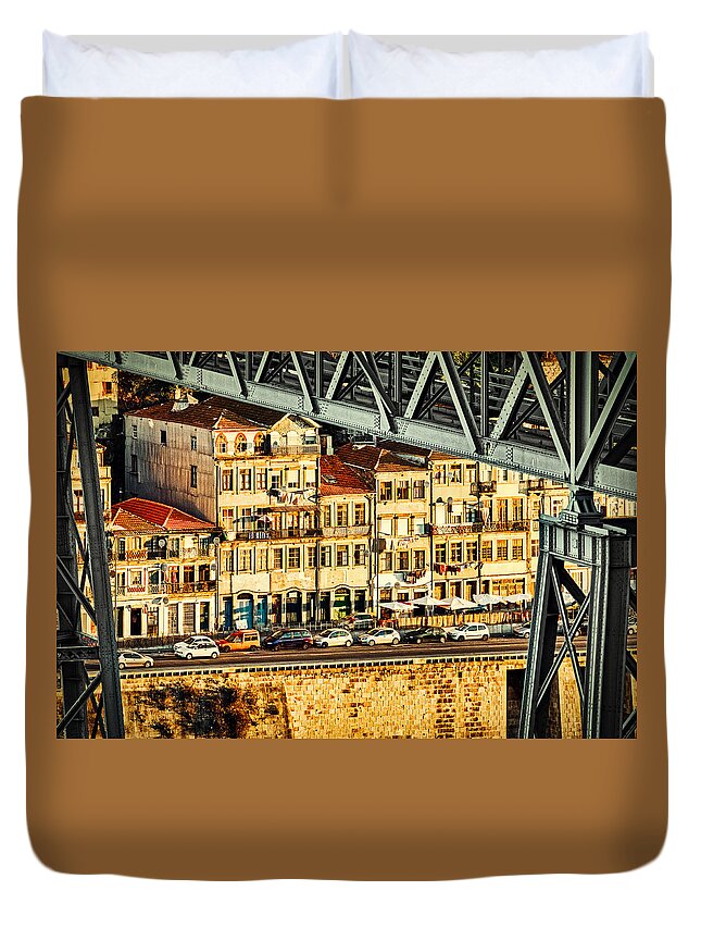 Porto Duvet Cover featuring the photograph First Light On Porto #3 - Portugal by Stuart Litoff