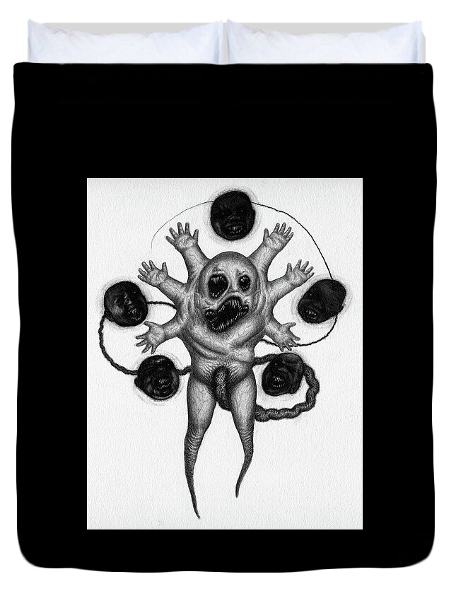Horror Duvet Cover featuring the drawing Firstborn of The Nursery Wing - Artwork by Ryan Nieves