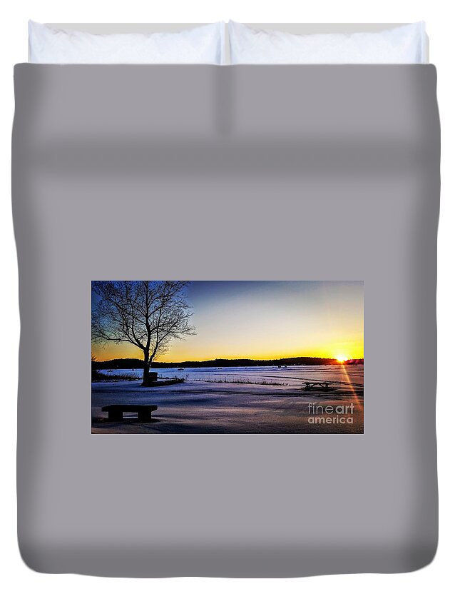 Webster Lake Duvet Cover featuring the photograph Fish On - Webster Lake, New Hampshire by Dave Pellegrini