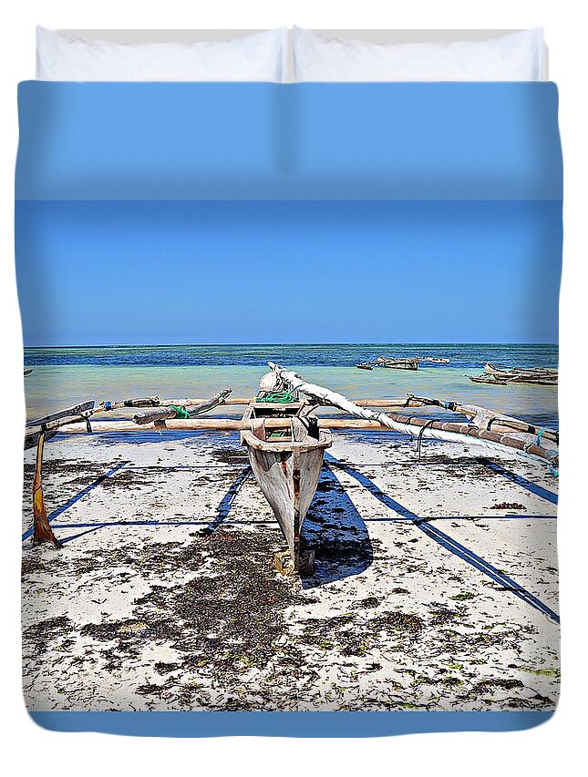 Indian Ocean Duvet Cover featuring the photograph Fisher Boat / Zanzibar by Thomas Schroeder