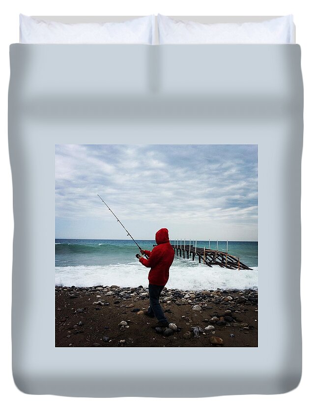 People Duvet Cover featuring the photograph Fisherman by Temizyurek
