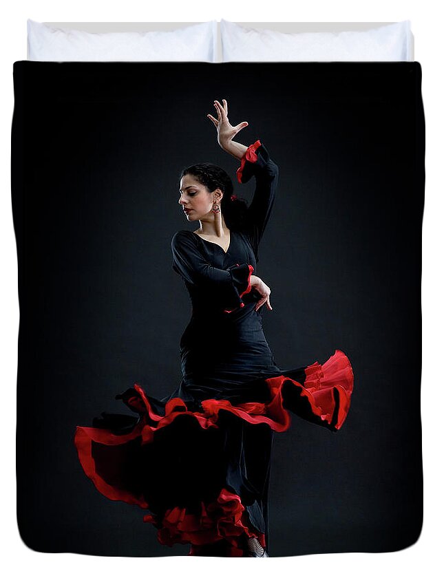 People Duvet Cover featuring the photograph Flamenco Dancer by David Sacks