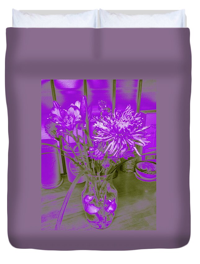 Vase Duvet Cover featuring the photograph Floating Petals Too by Debra Grace Addison