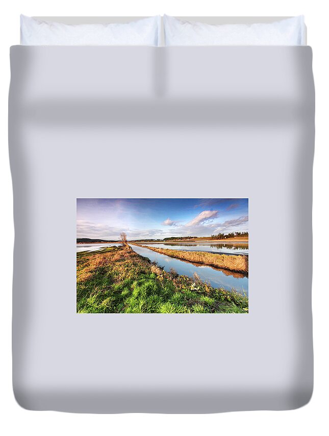 Vancouver Island Duvet Cover featuring the photograph Flooded Field by Emilynorton