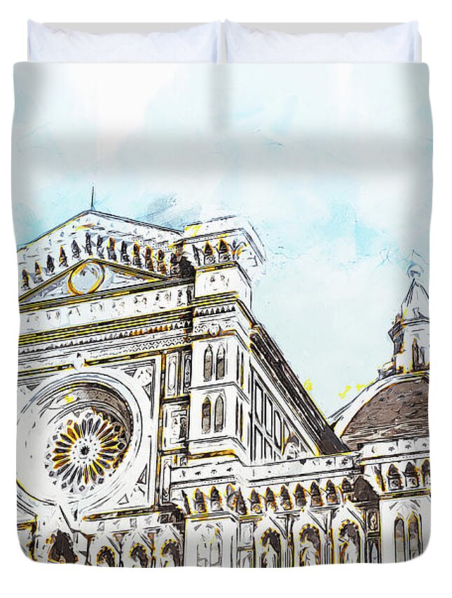 Florence Duvet Cover featuring the painting Florence - 46 by AM FineArtPrints
