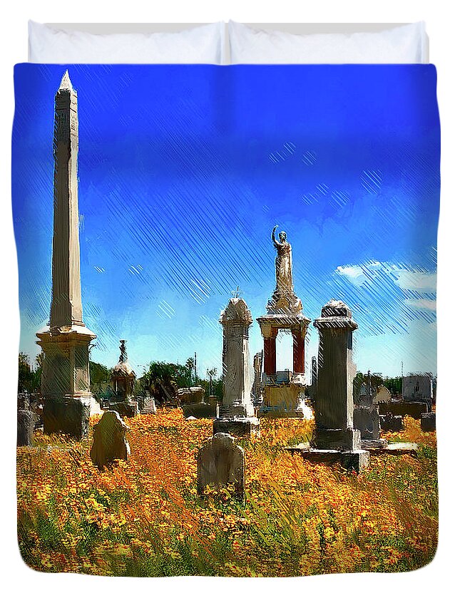 Cemetary Duvet Cover featuring the photograph Flower Cemetary by GW Mireles
