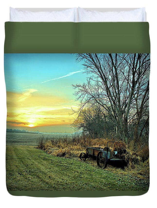 Manure Spreader Duvet Cover featuring the photograph Flower Planter by Bonfire Photography