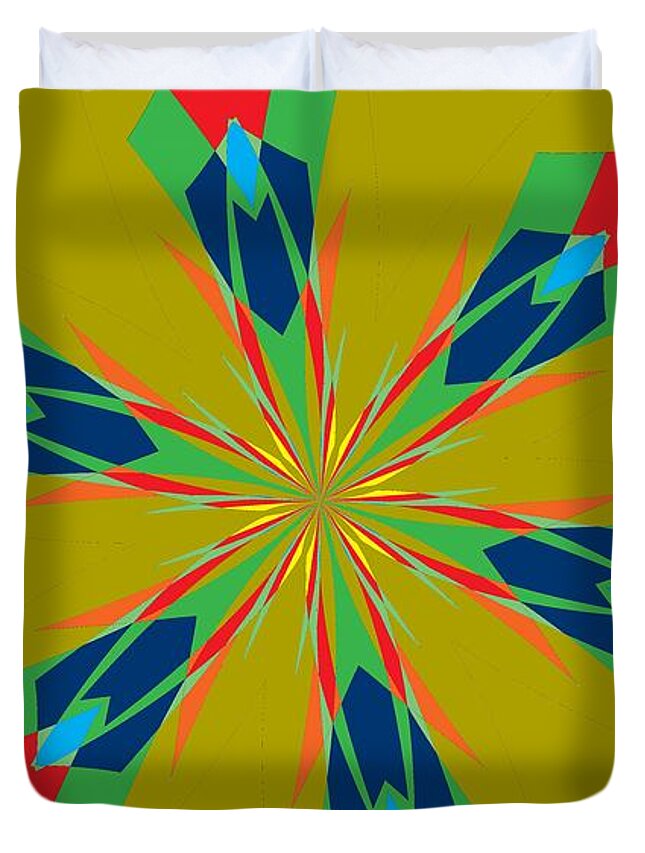 Mixed Media Duvet Cover featuring the mixed media Flowers number 27 by Alex Caminker