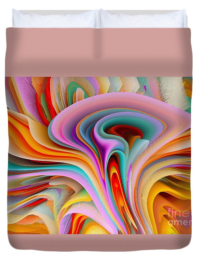 Gift Duvet Cover featuring the mixed media Flowers Of My Dreams 27 by Elena Gantchikova