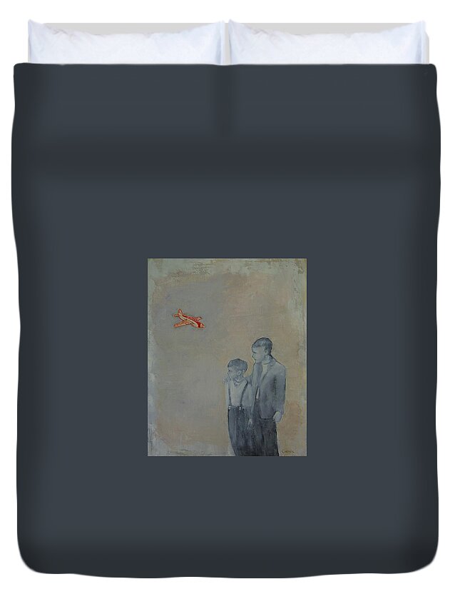 Children Duvet Cover featuring the painting Flyboys by Jean Cormier