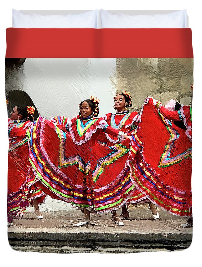 Dancers Duvet Cover featuring the photograph Folklorico Dancers by GW Mireles
