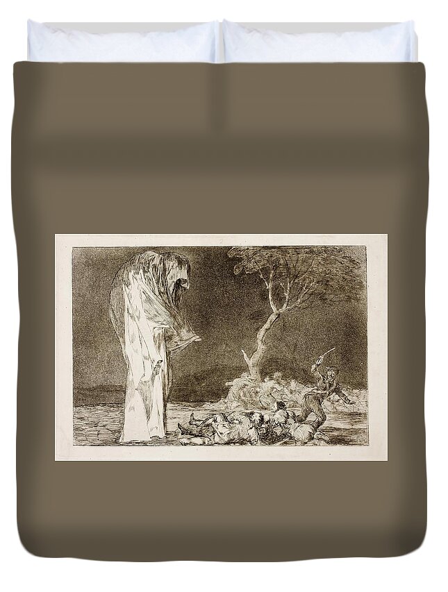 Francisco Jose De Goya Duvet Cover featuring the painting 'Folly of fear'. 1815 - 1819. Etching, Aquatint, Burnisher, Drypo... by Francisco de Goya -1746-1828-