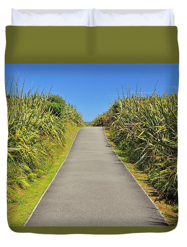 Shadow Duvet Cover featuring the photograph Footpath by Raimund Linke