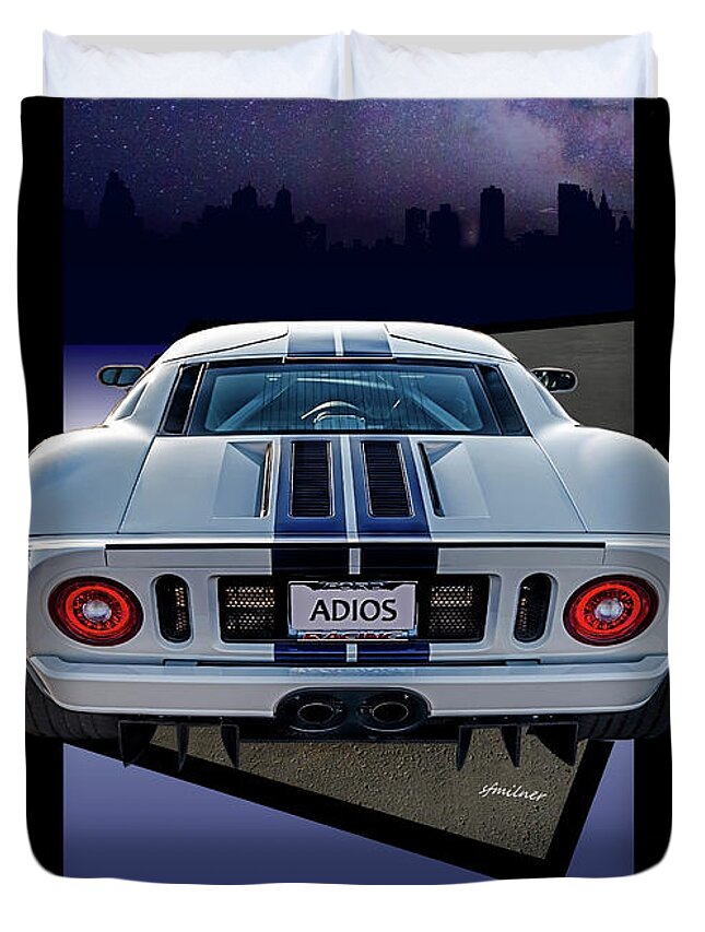 Ford Gt Duvet Cover featuring the photograph Ford GT - Into The City by Steven Milner