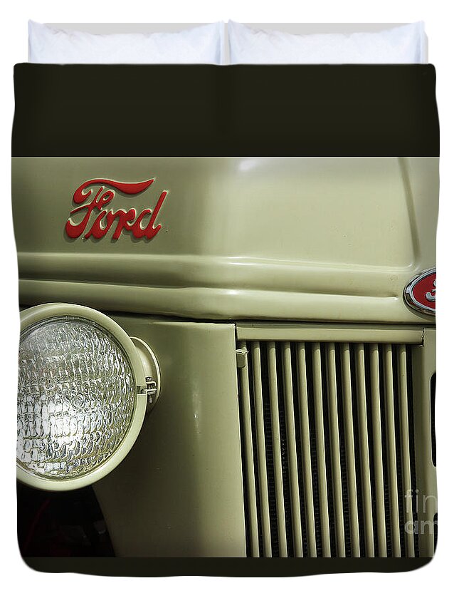 Ford Duvet Cover featuring the photograph Ford Tractor Headlight by Mike Eingle