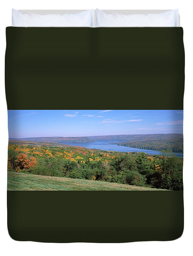 Photography Duvet Cover featuring the photograph Forest At The Lakeside, Keuka Lake by Panoramic Images