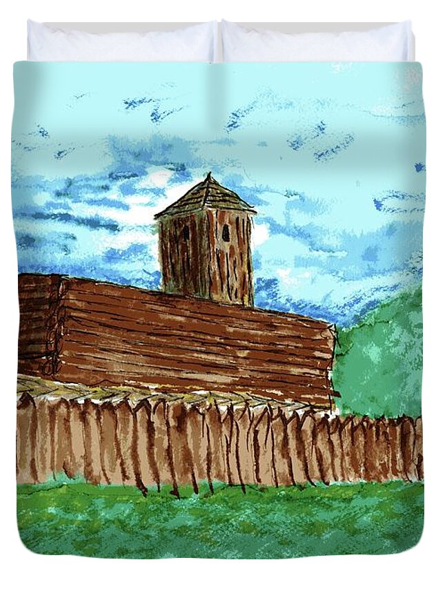 Fort Stanwix Duvet Cover featuring the painting Fort Stanwix by Branwen Drew