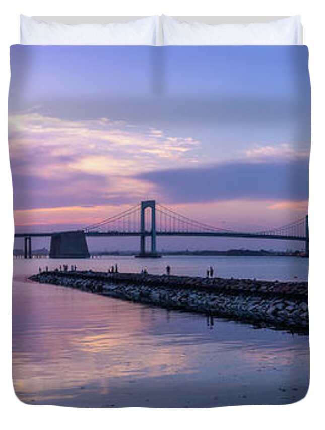Bridge Duvet Cover featuring the photograph Fort Totten Views by John Randazzo
