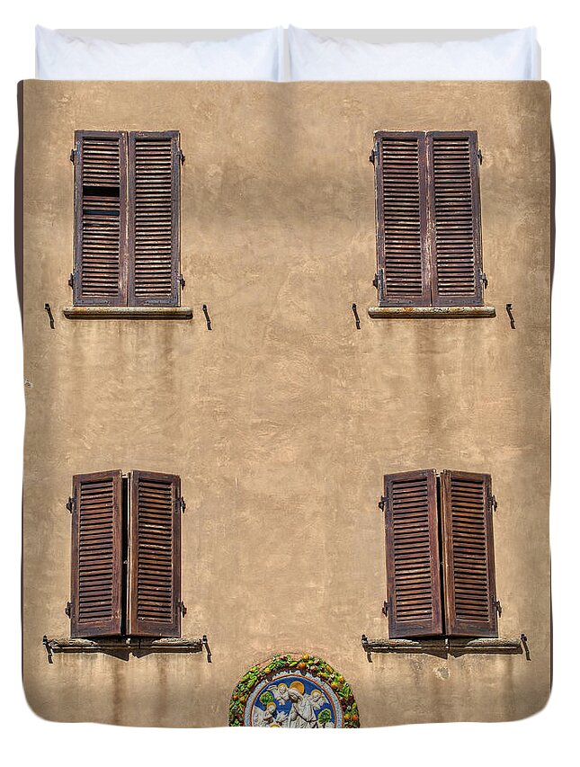 Florence Duvet Cover featuring the photograph Four Windows of Florence by David Letts