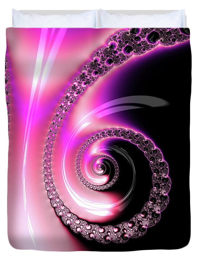 Spiral Duvet Cover featuring the photograph Fractal Spiral pink purple and black by Matthias Hauser