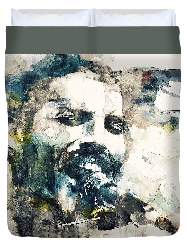 Queen Duvet Cover featuring the painting Freddie Mercury - Killer Queen by Paul Lovering