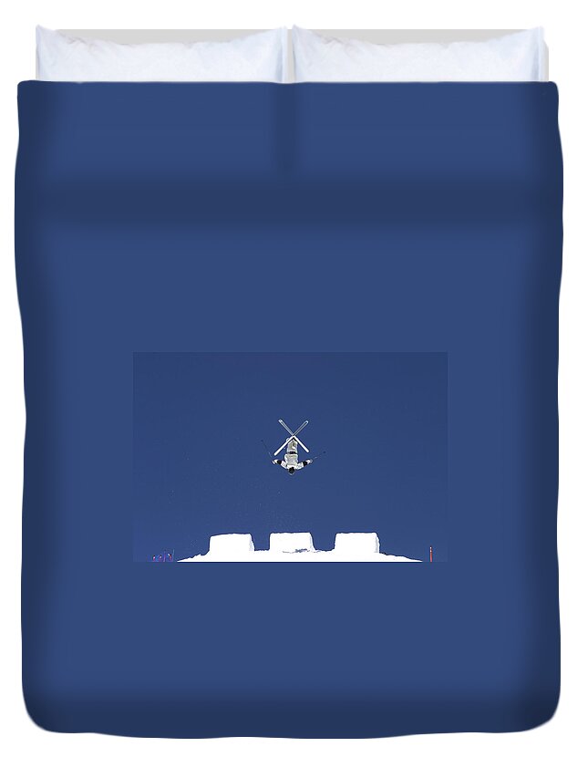 Snow Duvet Cover featuring the photograph Freestyle Skier by Jjshaw14