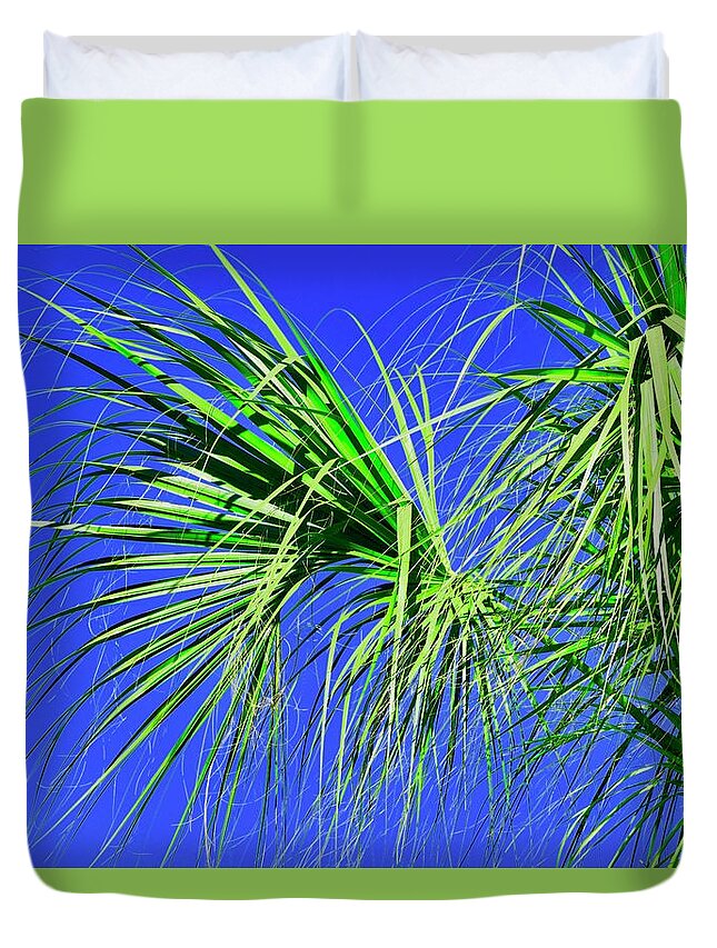 Palm Tree Duvet Cover featuring the photograph Fringe by Debra Grace Addison