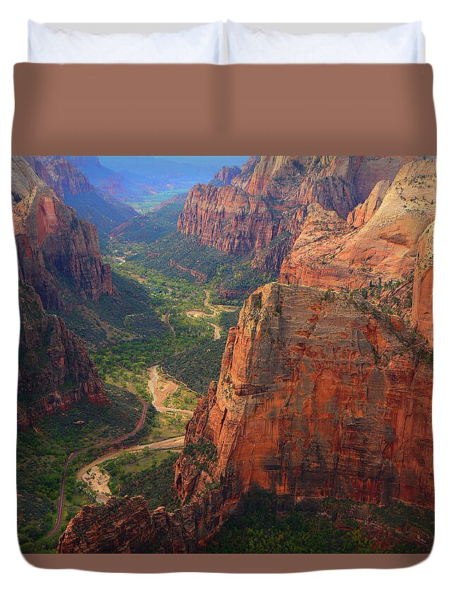 Observation Point Duvet Cover featuring the photograph From Observation Point by Raymond Salani III