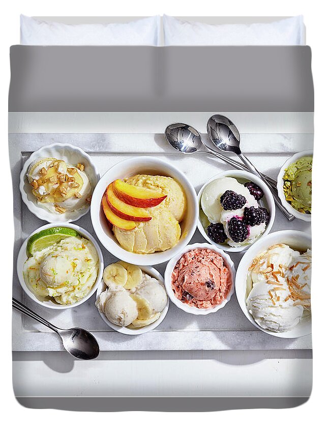 Cuisine Duvet Cover featuring the photograph Froyo Tray by Cuisine at Home