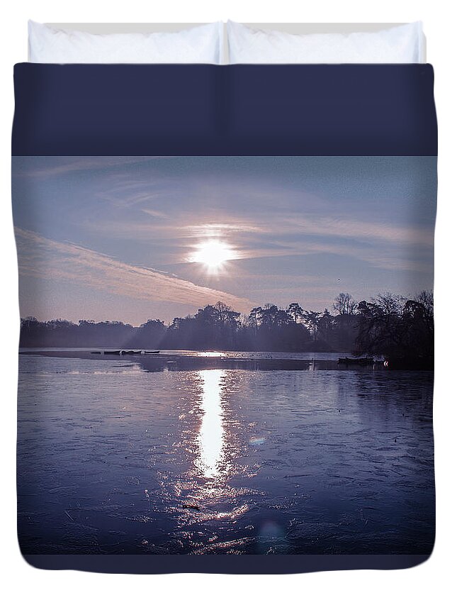 Lake Duvet Cover featuring the photograph Frozen by Claire Lowe