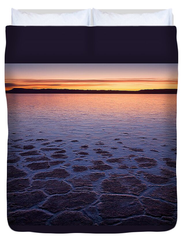 Scenics Duvet Cover featuring the photograph Frozen-expanse Alvord Desert Playa by Www.brianruebphotography.com