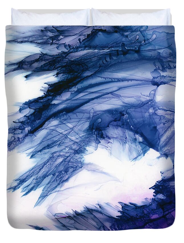 Alcohol Duvet Cover featuring the painting Frozen Wave by KC Pollak