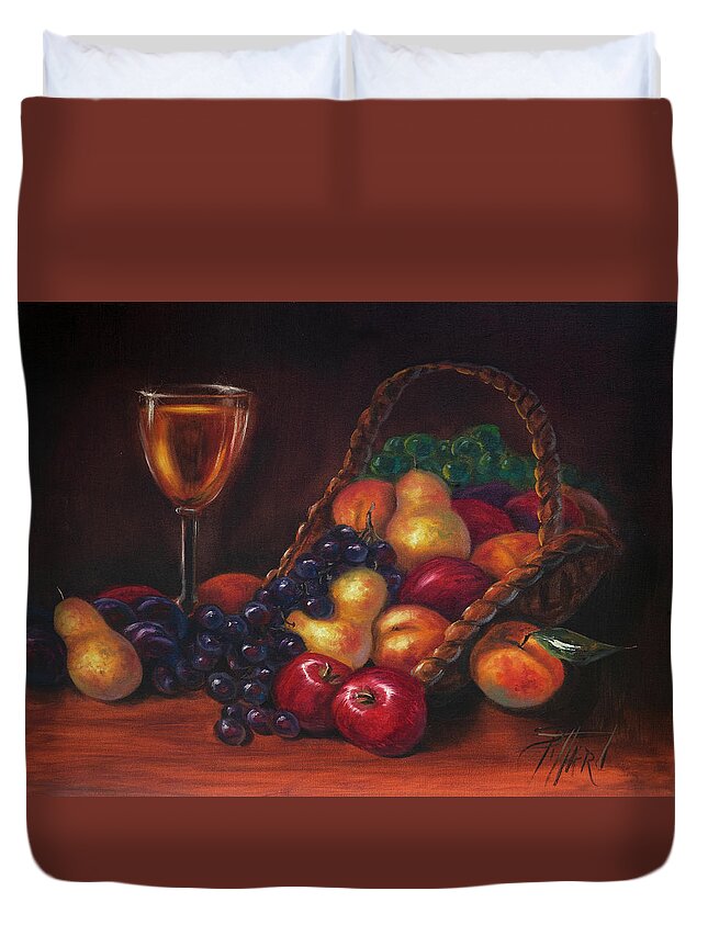 Still Life Duvet Cover featuring the painting Fruits of the Wine by Lynne Pittard