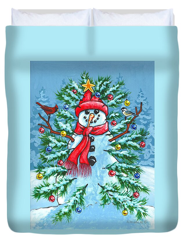 Snowman Duvet Cover featuring the painting Full bloom by Richard De Wolfe
