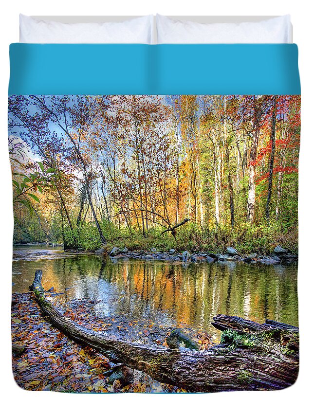 Appalachia Duvet Cover featuring the photograph Full Box of Crayons in Square by Debra and Dave Vanderlaan