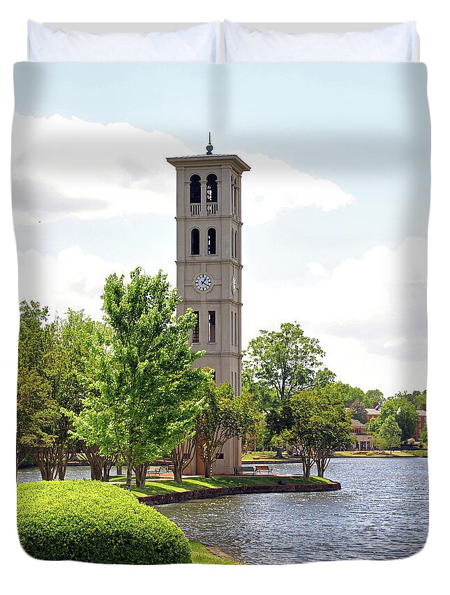 Furman University Duvet Cover featuring the photograph Furman Bell Tower 8501 by Jack Schultz