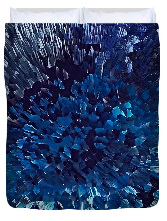 Blue Duvet Cover featuring the digital art Galactic Burst Of Blue by Rachel Hannah