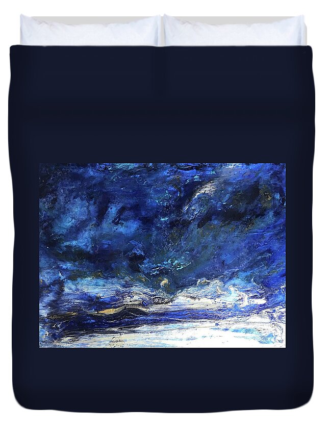 Galaxy Duvet Cover featuring the painting Galactica by Medge Jaspan