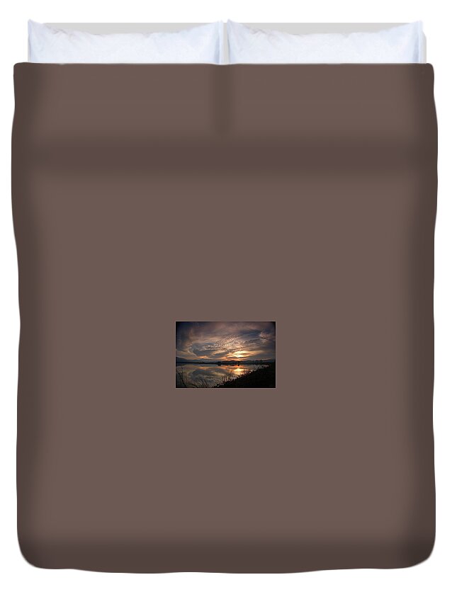 Gallinas Marsh Duvet Cover featuring the photograph Gallinas Marsh Sunset by John Parulis