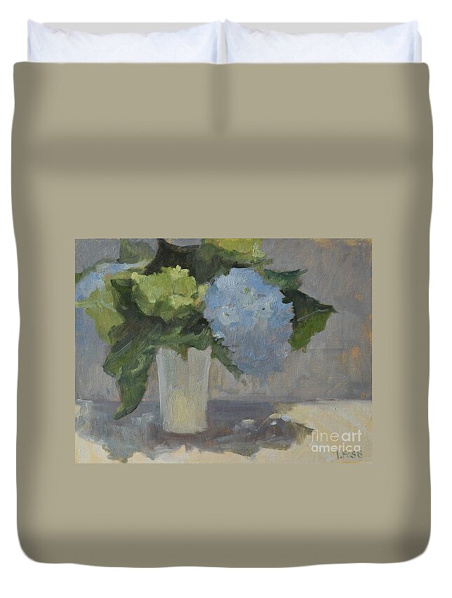 Hydrangea Duvet Cover featuring the painting Garden Blooms by Tiffany Foss